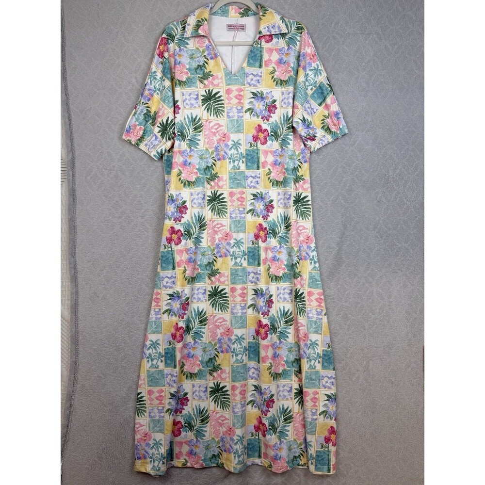 Vtg Hawaiian Floral House Dress S/M/L Maxi Tropical Aloha Casual Golden Girl 90s